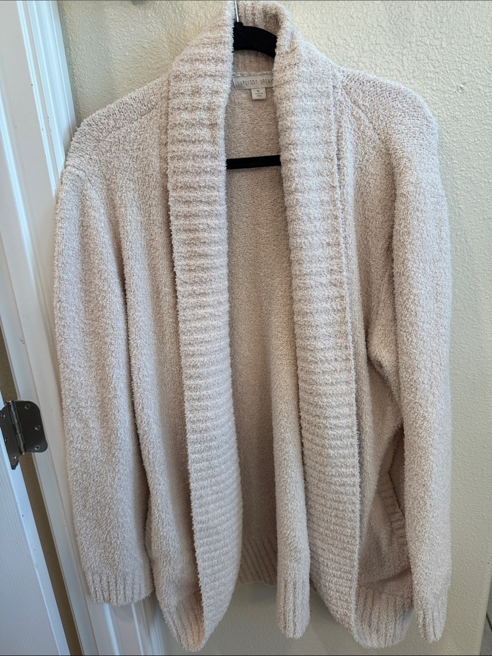 Barefoot Dreams Plush Open-Front Shawl Collar Cardigan - Cream
